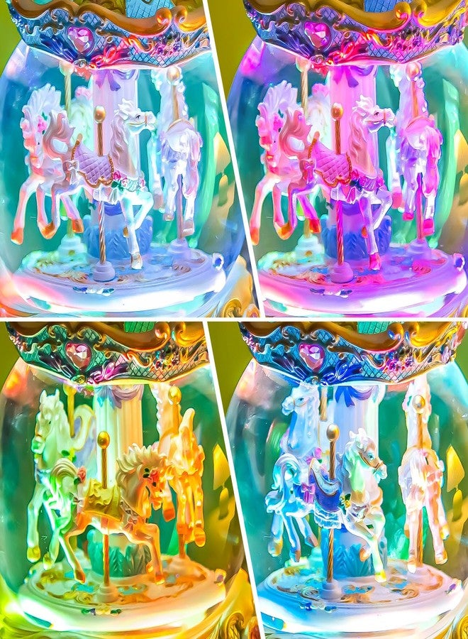 Mr.Winder Luxury 10-Inch Carousel Snow Globe Musical, Hand-Painted Remote Control Music Box, Color Lights, for Christmas, Weddings, Birthdays, Holiday Décor for Family, Friends, Plays 64 Melodies - Image 5
